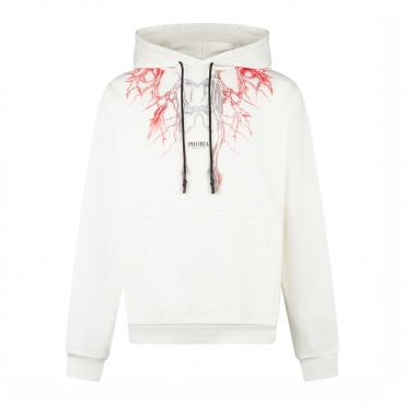 felpa leggera cappuccio uomo lightning hoodie WHITE/RED/GREY