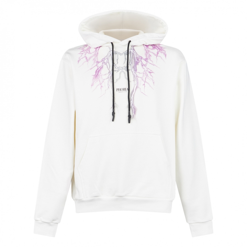 felpa leggera cappuccio uomo lightning hoodie WHITE/PURPLE/GREY