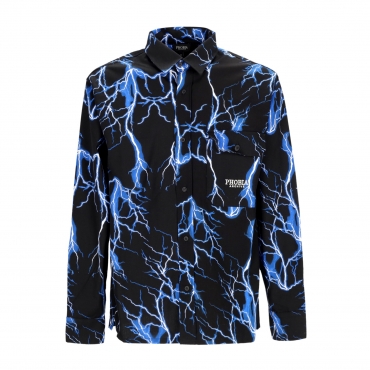 camicia manica lunga uomo all over lightning shirt BLACK/BLUE