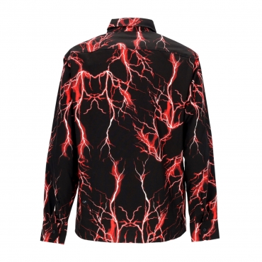 camicia manica lunga uomo all over lightning shirt BLACK/RED