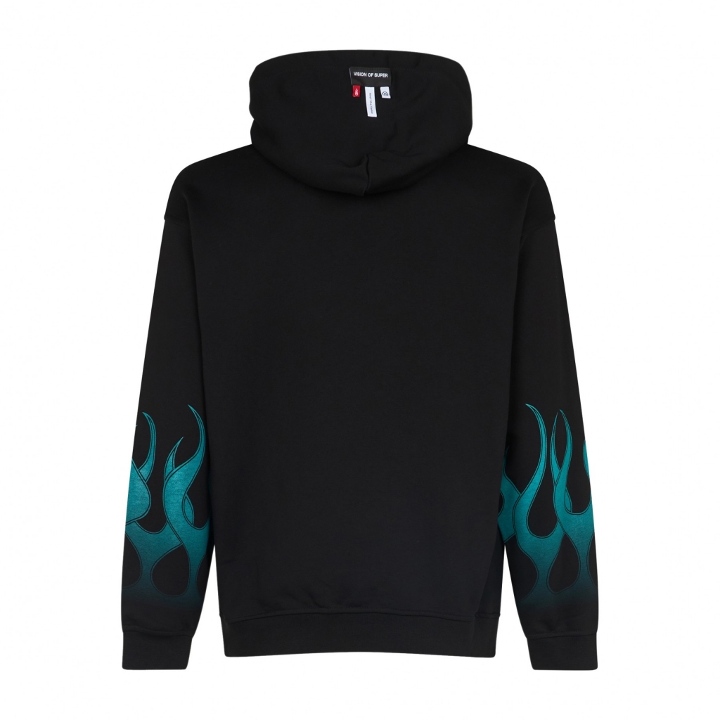 felpa leggera cappuccio uomo racing flames hoodie BLACK