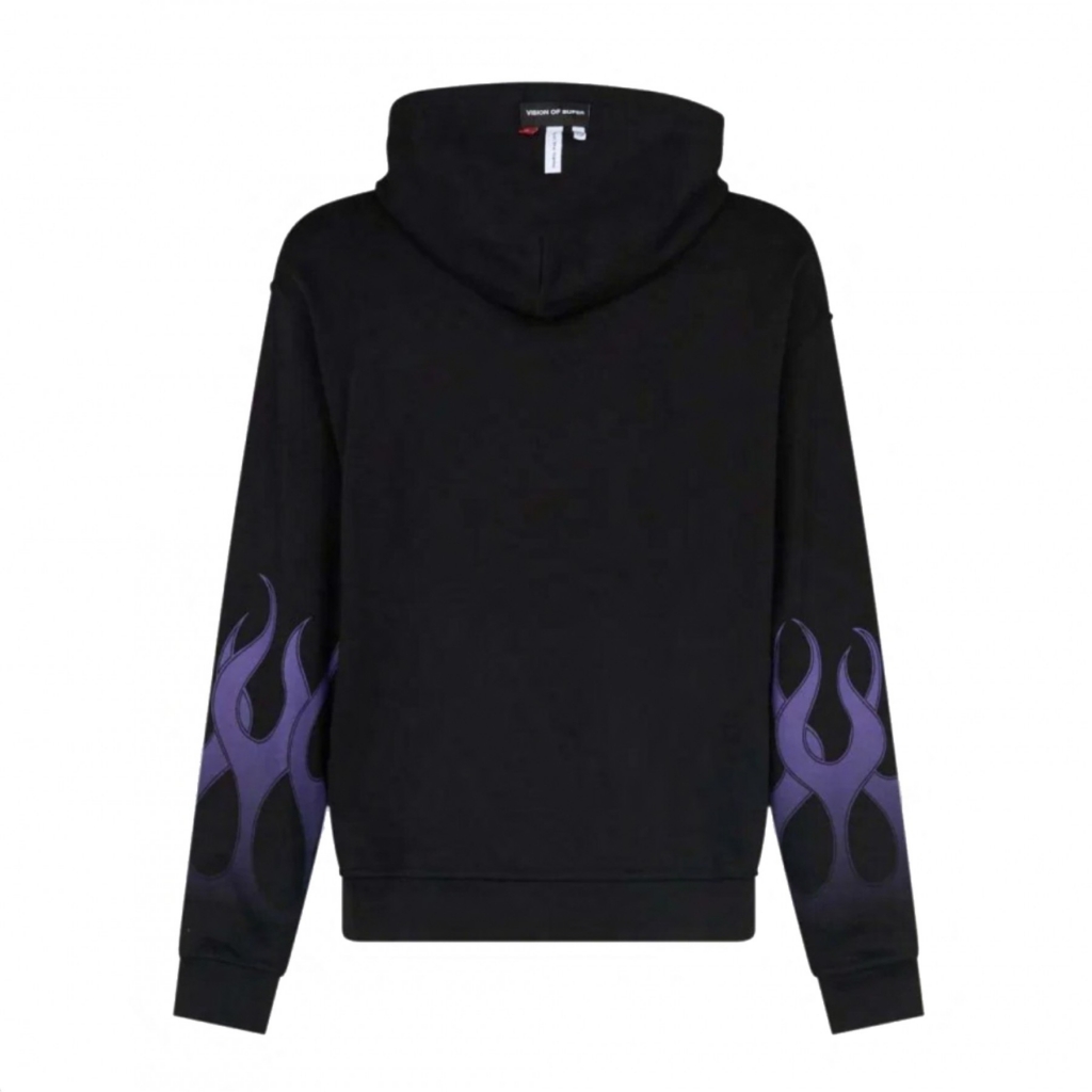 felpa leggera cappuccio uomo racing flames hoodie BLACK/PURPLE