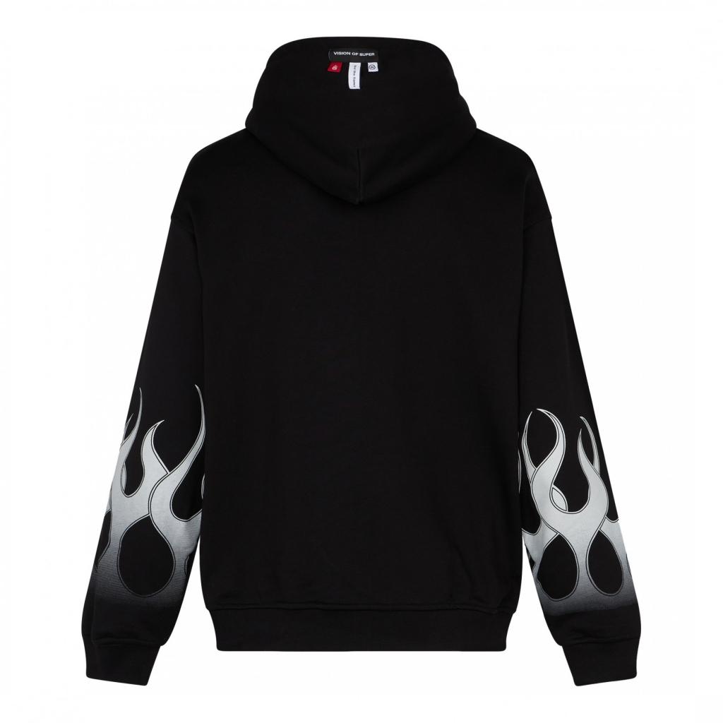 felpa leggera cappuccio uomo racing flames hoodie BLACK/WHITE