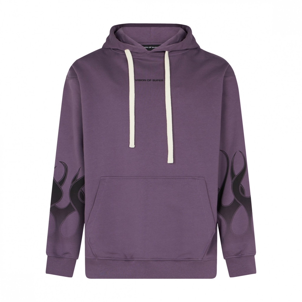 felpa leggera cappuccio uomo flames hoodie PURPLE/BLACK