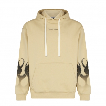 felpa leggera cappuccio uomo flames hoodie SAND/BLACK