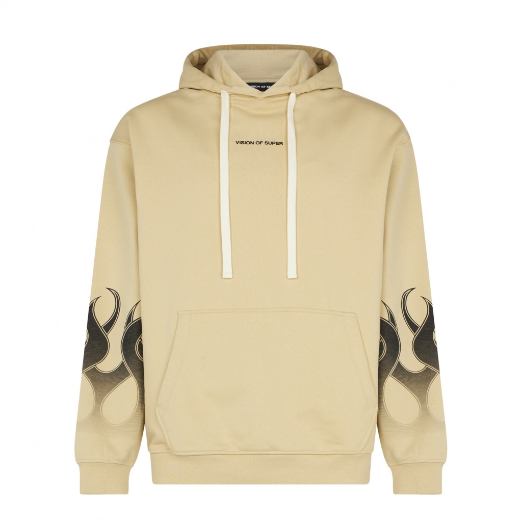 felpa leggera cappuccio uomo flames hoodie SAND/BLACK