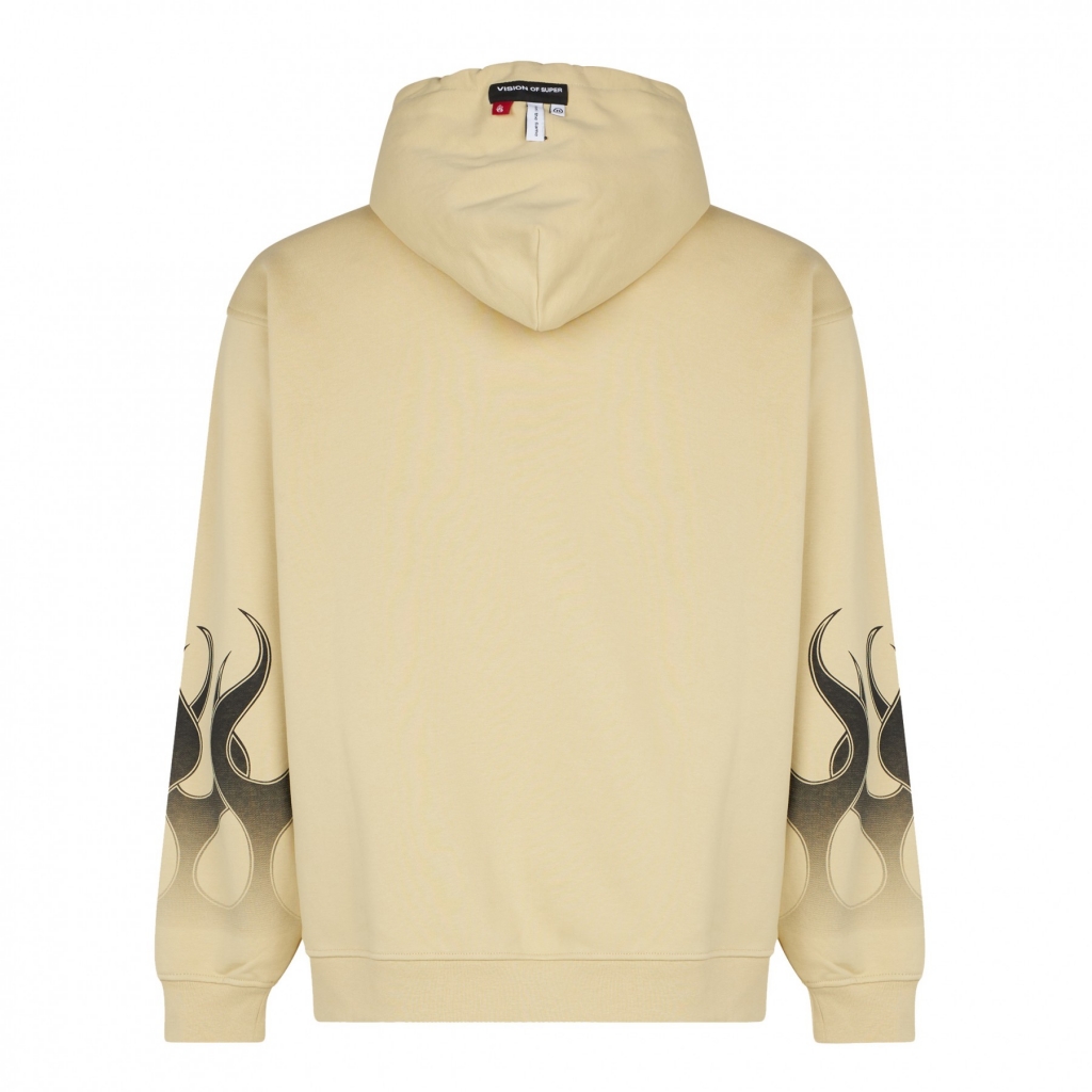 felpa leggera cappuccio uomo flames hoodie SAND/BLACK