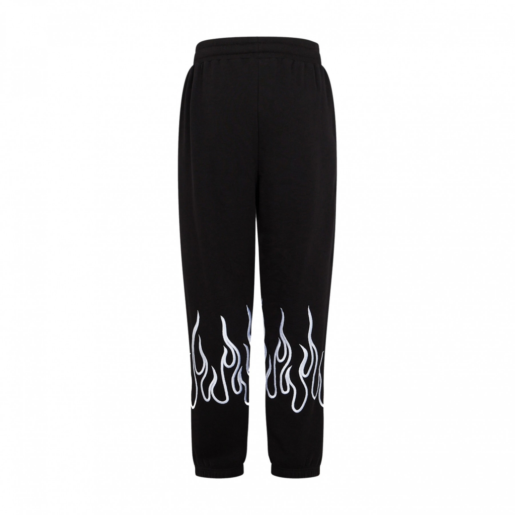 pantalone tuta leggero uomo embroidered flames pants BLACK/WHITE