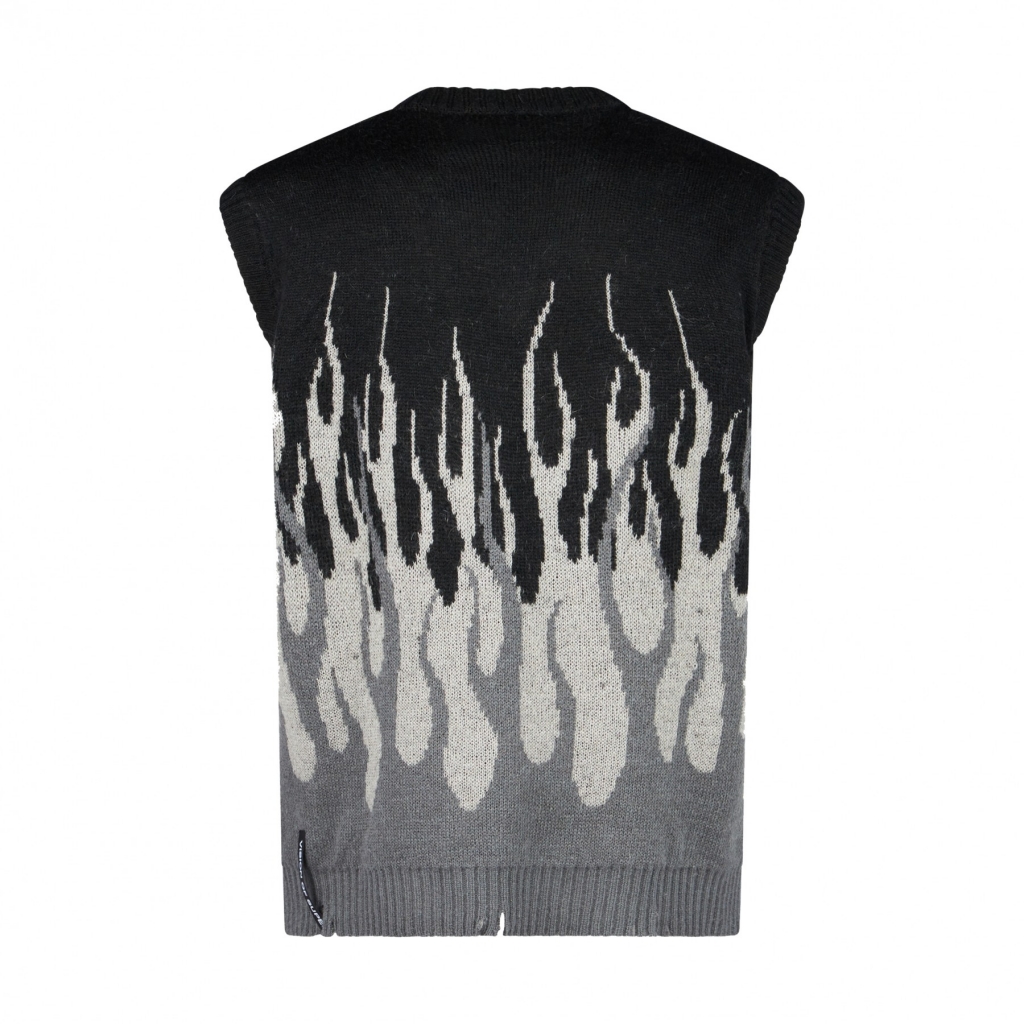 pullover smanicato uomo jacquard flames gilet BLACK/GREY