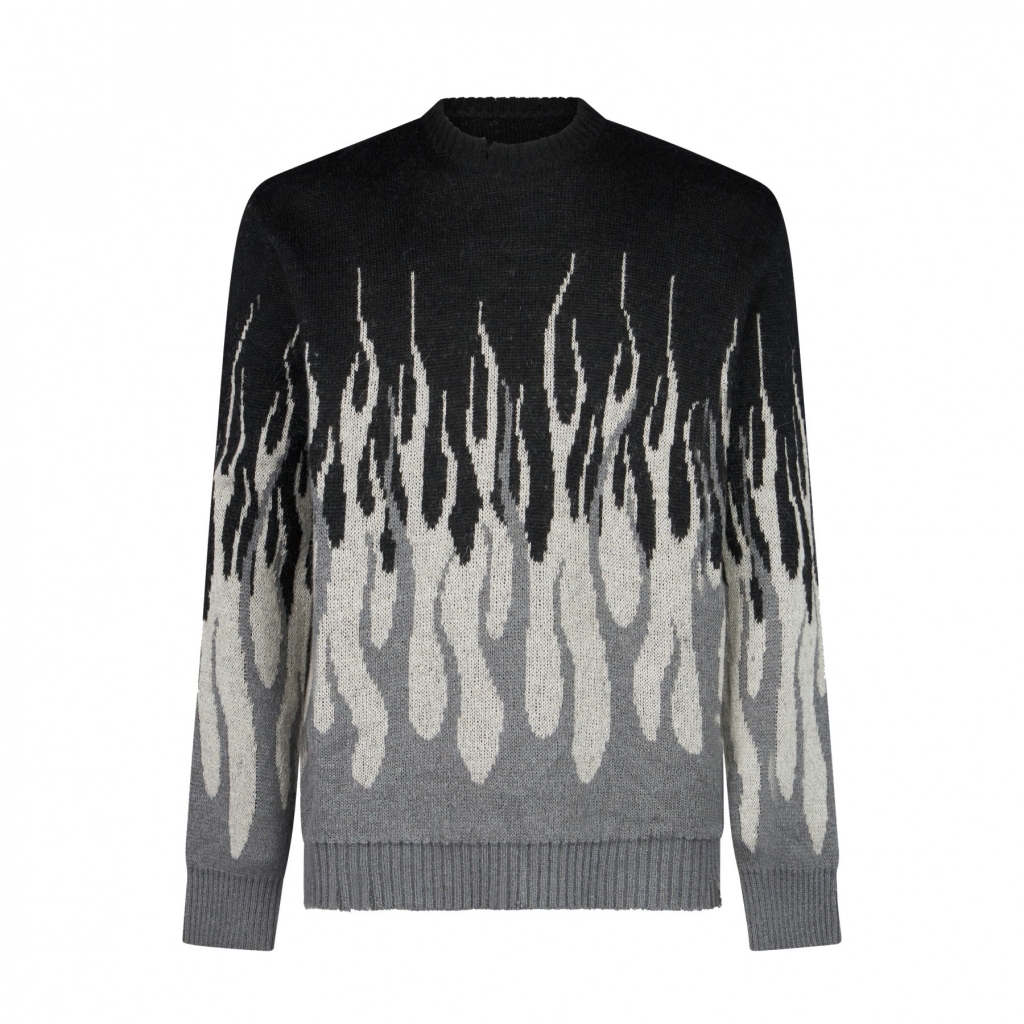 maglione uomo jacquard flames jumper BLACK/GREY