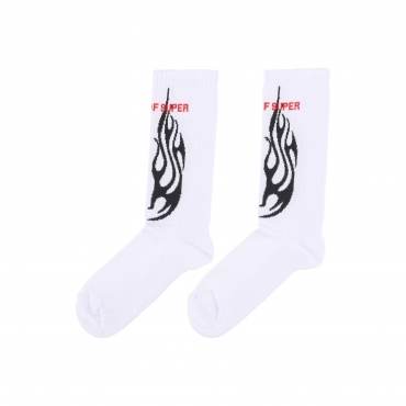 calza media uomo logo flames socks WHITE/BLACK/RED