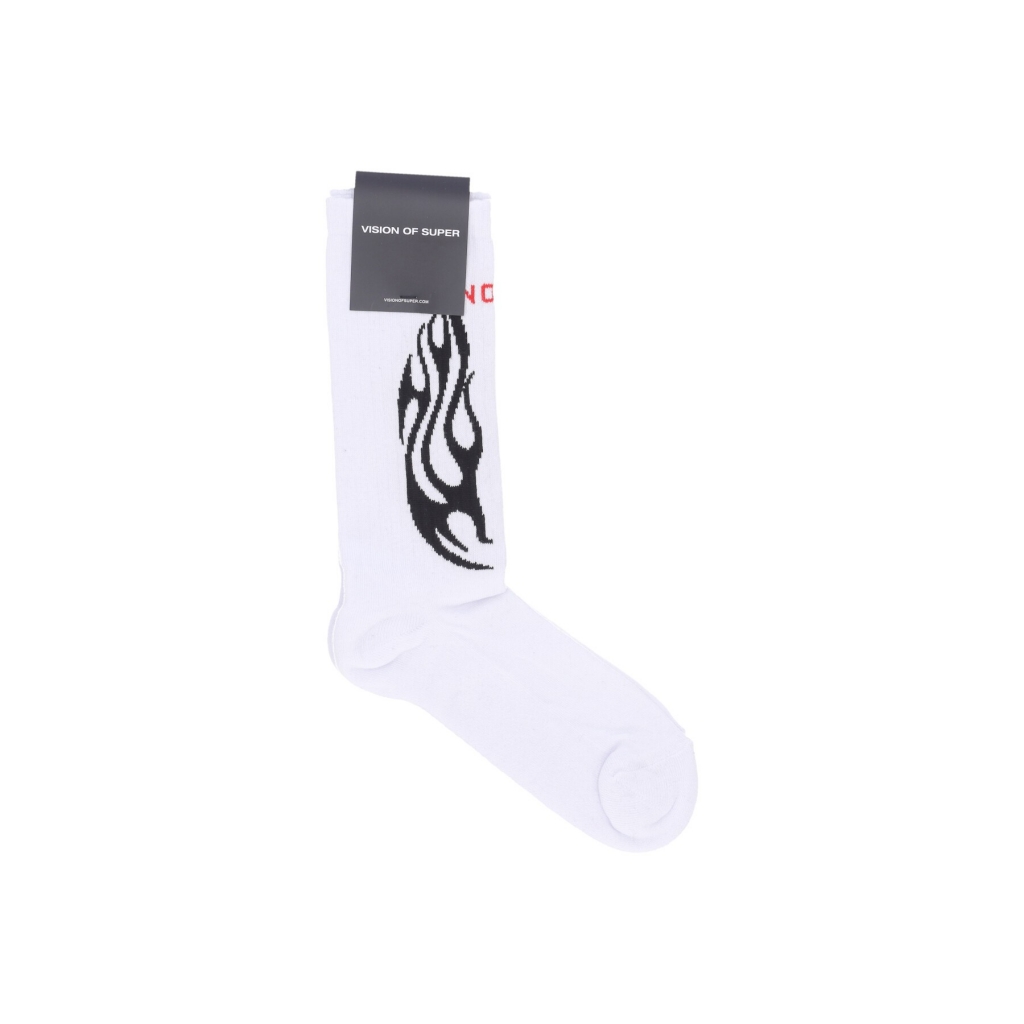 calza media uomo logo flames socks WHITE/BLACK/RED