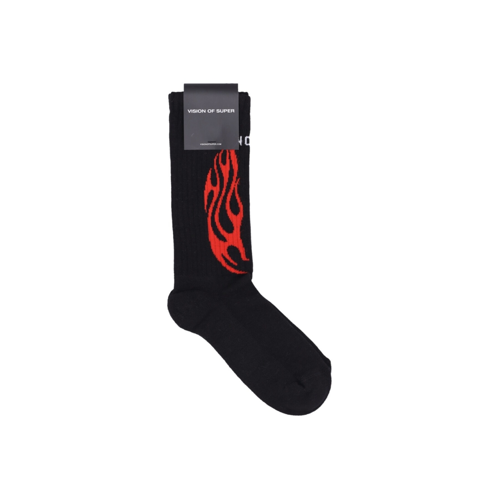 calza media uomo logo flames socks BLACK/RED/WHITE