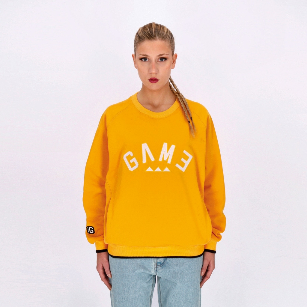 felpa girocollo uomo arch logo crew MUSTARD