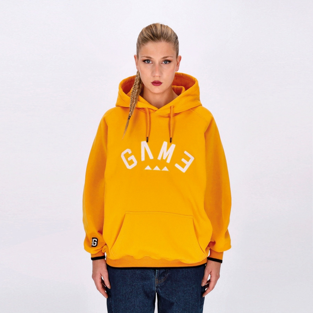 felpa cappuccio uomo arch logo hoodie MUSTARD