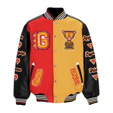 giubbotto college uomo respect loyalty truth varsity jacket JOLLY BLACK/ROYAL RED/MUSTARD