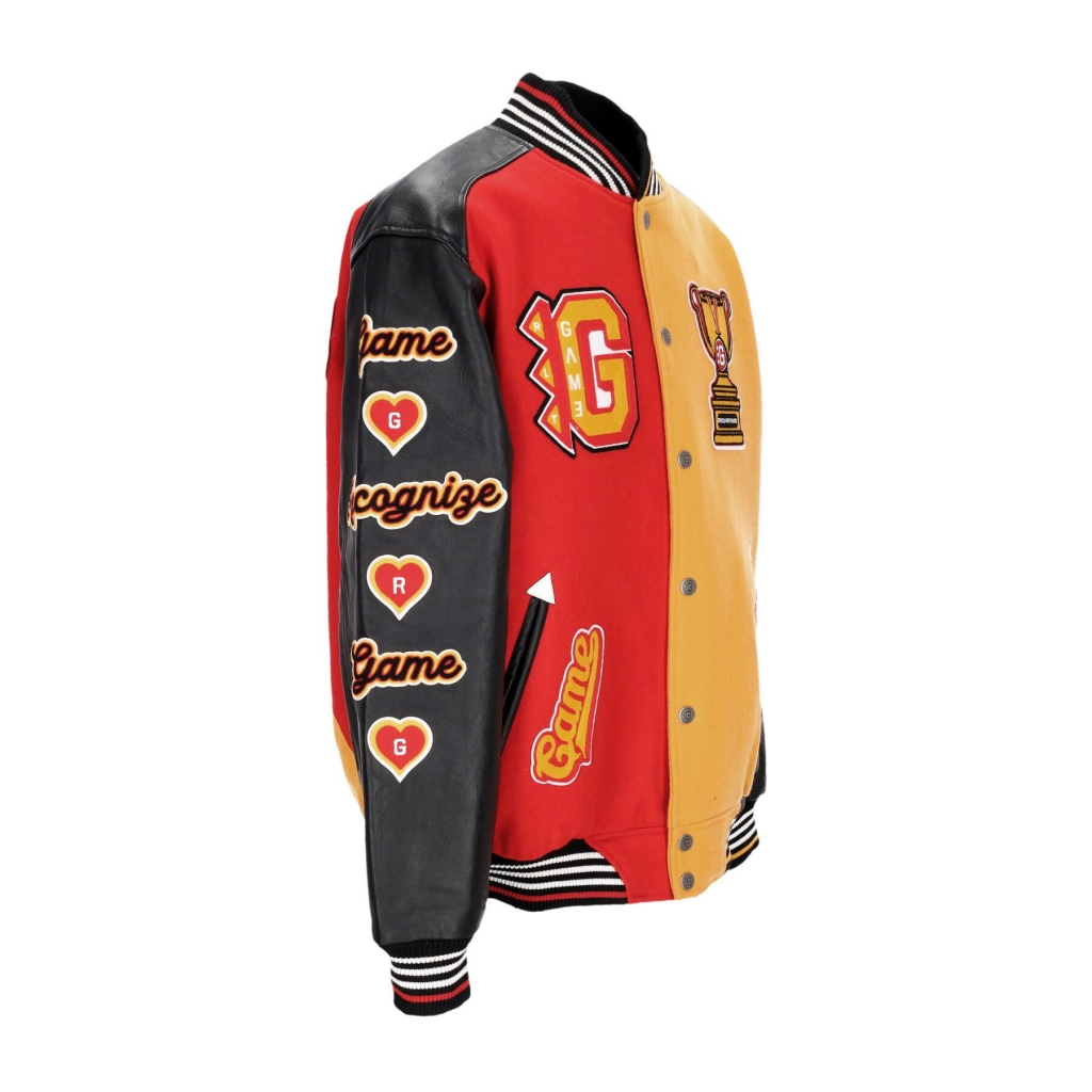 giubbotto college uomo respect loyalty truth varsity jacket JOLLY BLACK/ROYAL RED/MUSTARD