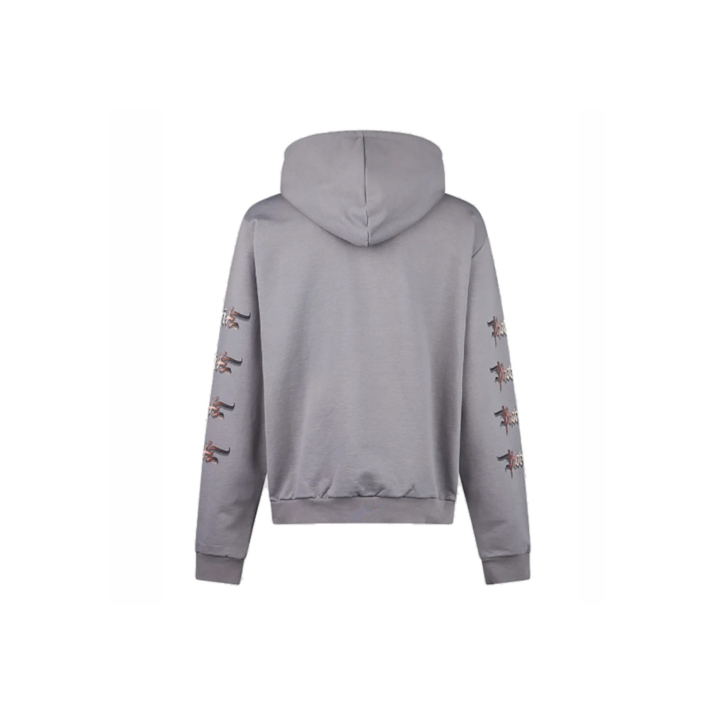 felpa leggera cappuccio uomo shark print hoodie GREY