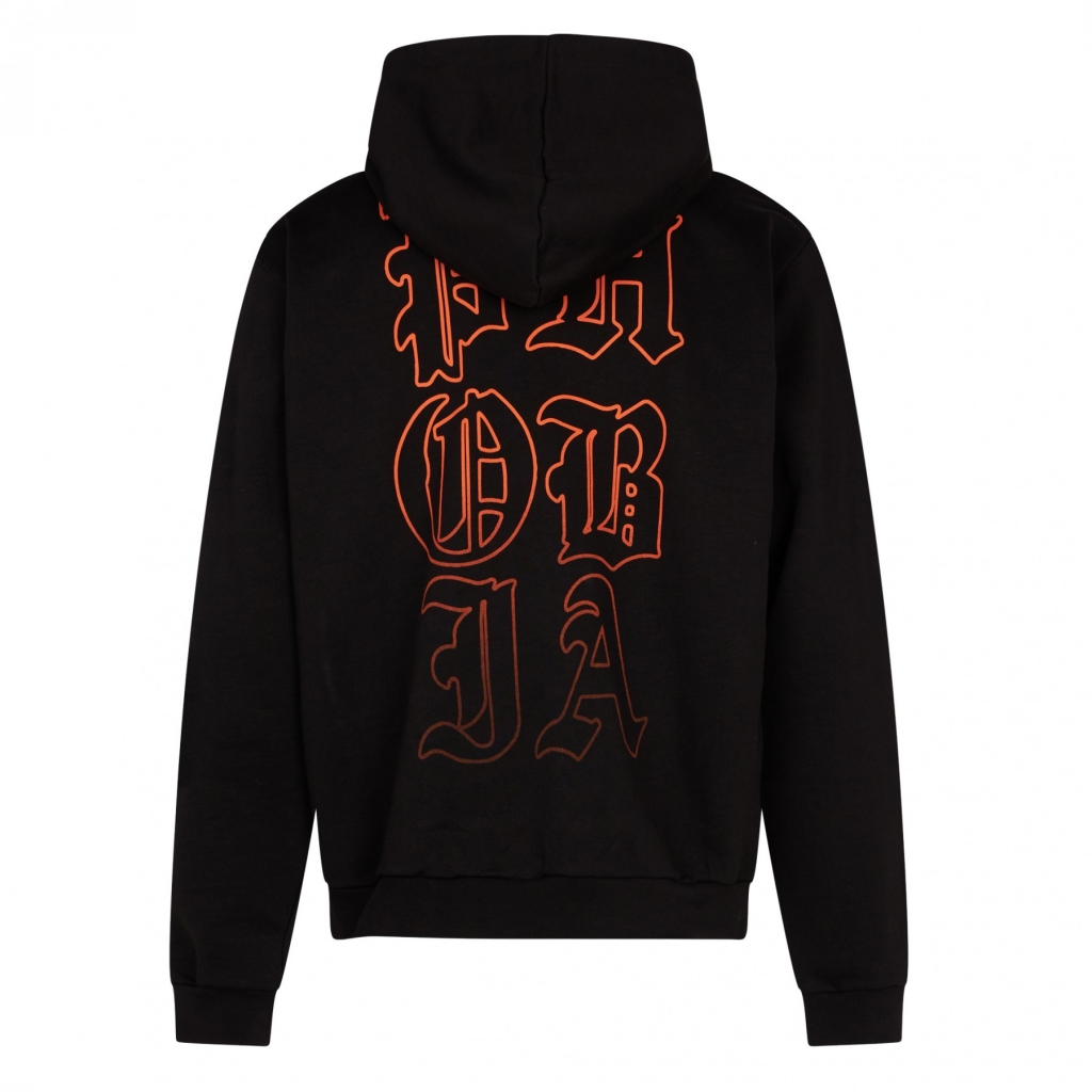 felpa leggera cappuccio uomo mouth print hoodie BLACK/ORANGE