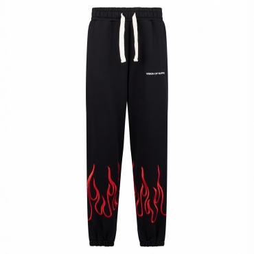 pantalone tuta leggero donna embroidered flames pants BLACK/RED