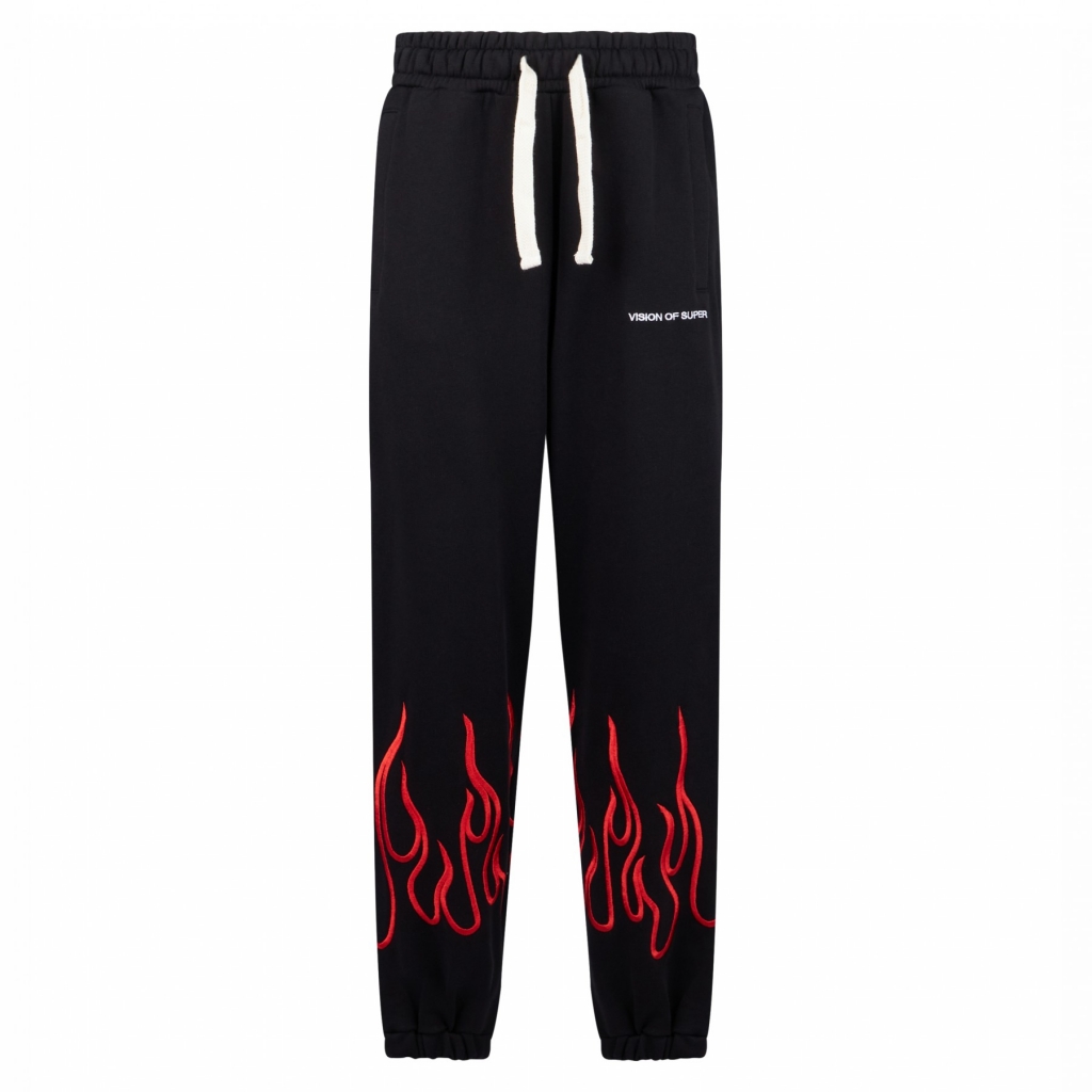 pantalone tuta leggero donna embroidered flames pants BLACK/RED