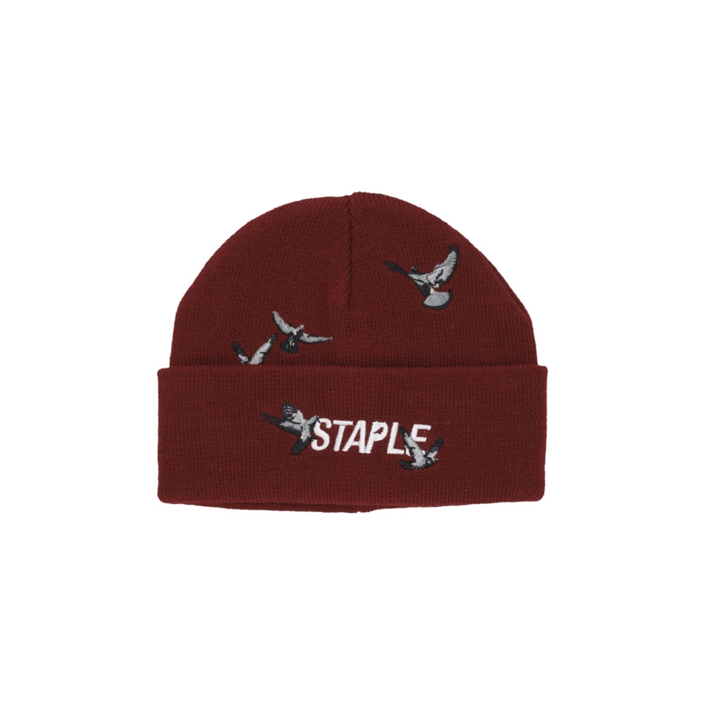 cappello uomo flock logo beanie BURGUNDY