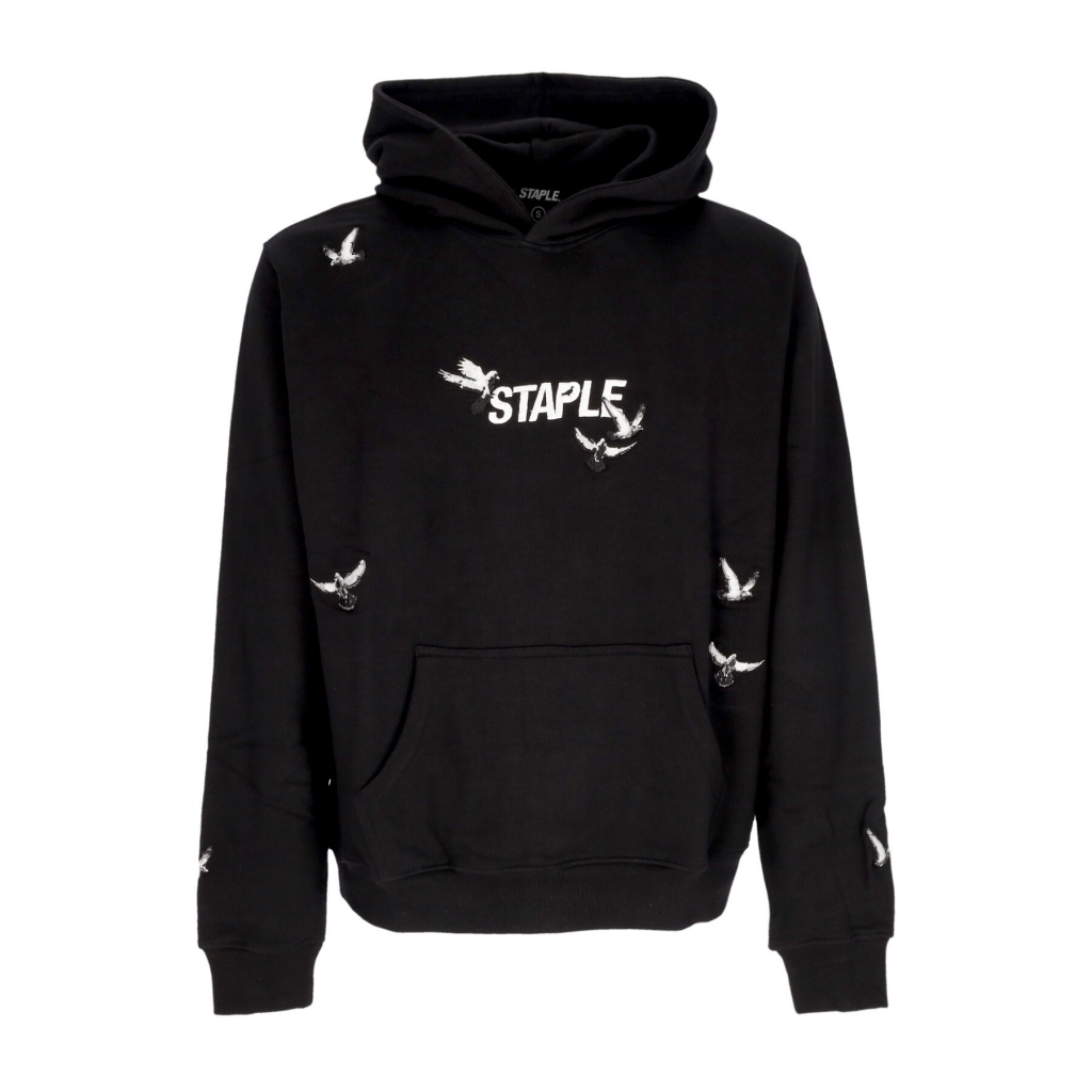 felpa leggera cappuccio uomo flock logo hoodie BLACK