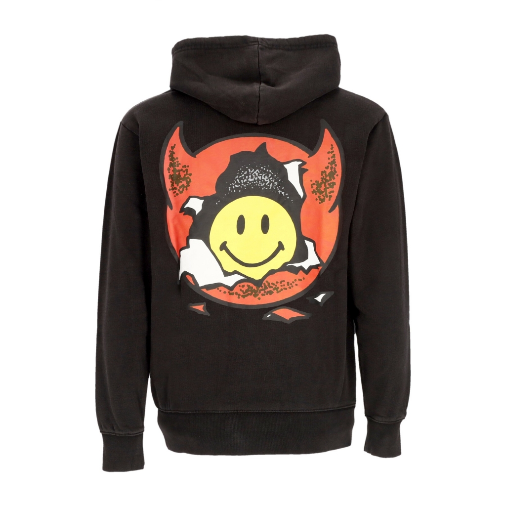 felpa cappuccio uomo smiley inner peace pullover hoodie WASHED BLACK