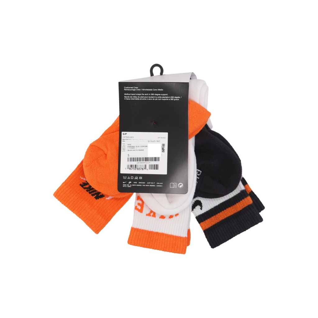 calza media uomo everyday plus cushioned crew socks  3-pack  BLACK/WHITE/ORANGE