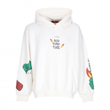 felpa leggera cappuccio uomo flamed logo hoodie WHITE