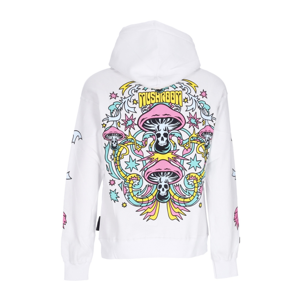 felpa cappuccio uomo flowers hoodie WHITE