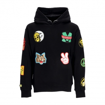 felpa cappuccio uomo stickers hoodie BLACK