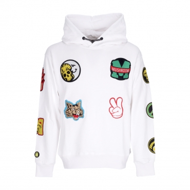 felpa cappuccio uomo stickers hoodie WHITE