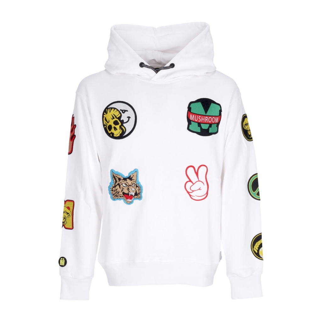 felpa cappuccio uomo stickers hoodie WHITE