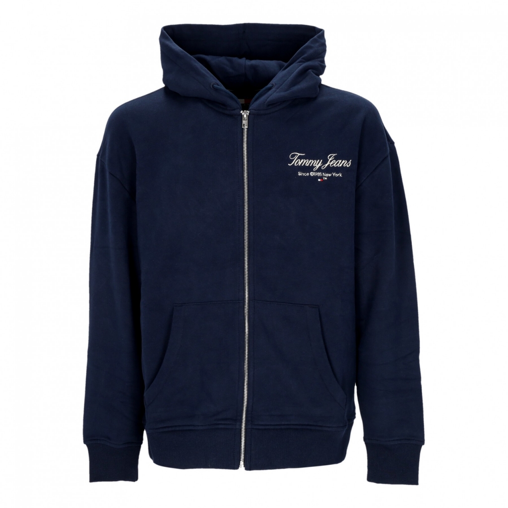 felpa leggera cappuccio zip uomo relaxed luxe zip hoodie DARK NIGHT NAVY