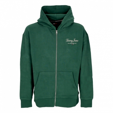 felpa leggera cappuccio zip uomo relaxed luxe zip hoodie COURT GREEN