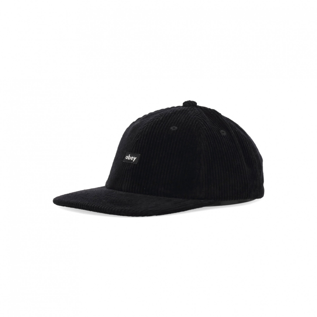 cappellino visiera piatta uomo cord label 6 panel strapback BLACK