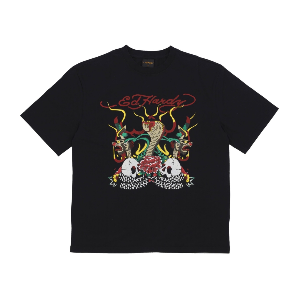 maglietta uomo snake  skull fire tee BLACK