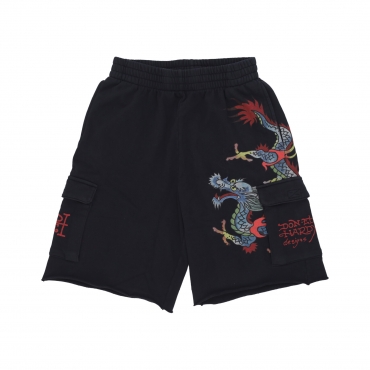 pantalone corto tuta uomo crawling dragon sweat cargo shorts BLACK