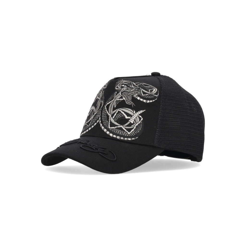 cappellino visiera curva uomo duo black snake twill front mesh trucker BLACK/BLACK