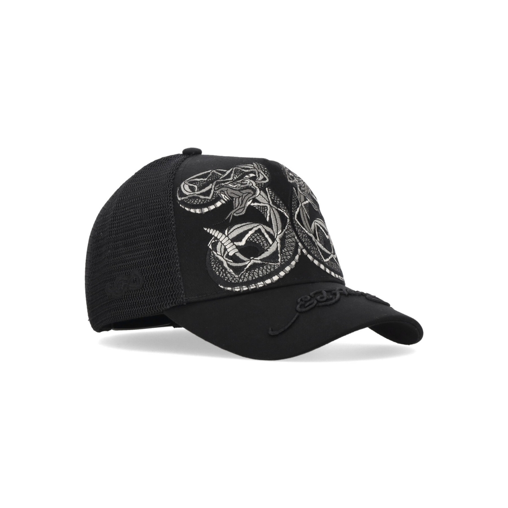 cappellino visiera curva uomo duo black snake twill front mesh trucker BLACK/BLACK