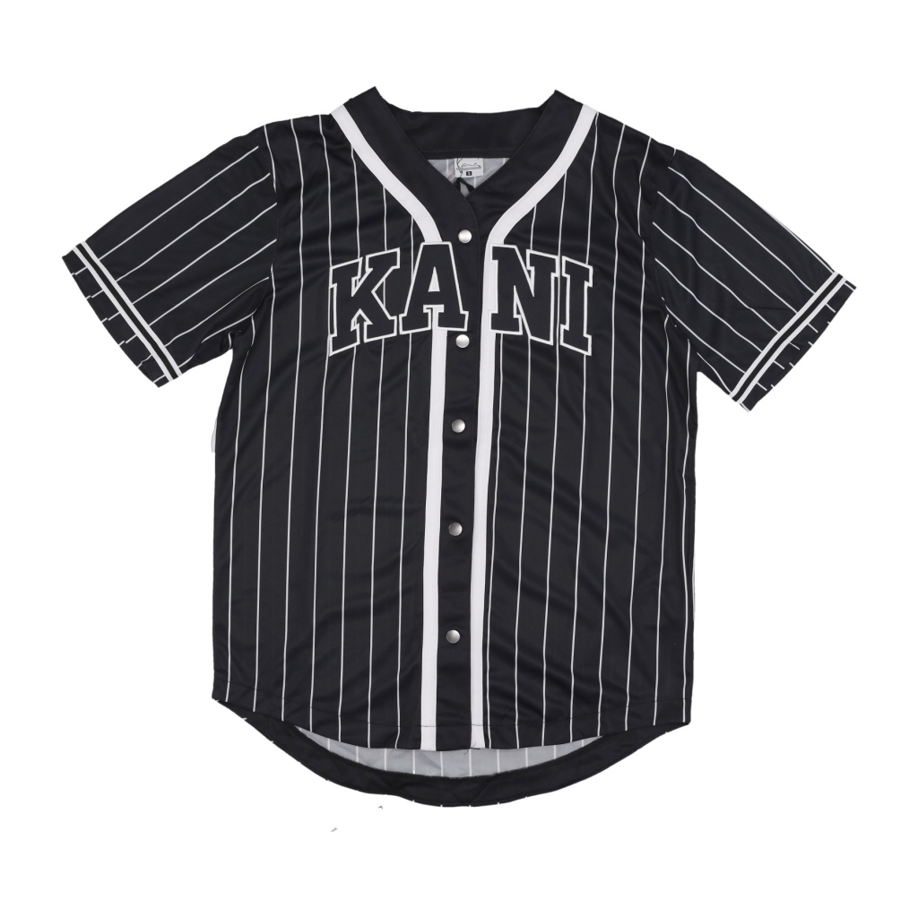 casacca bottoni uomo pinstripe baseball shirt BLACK/WHITE