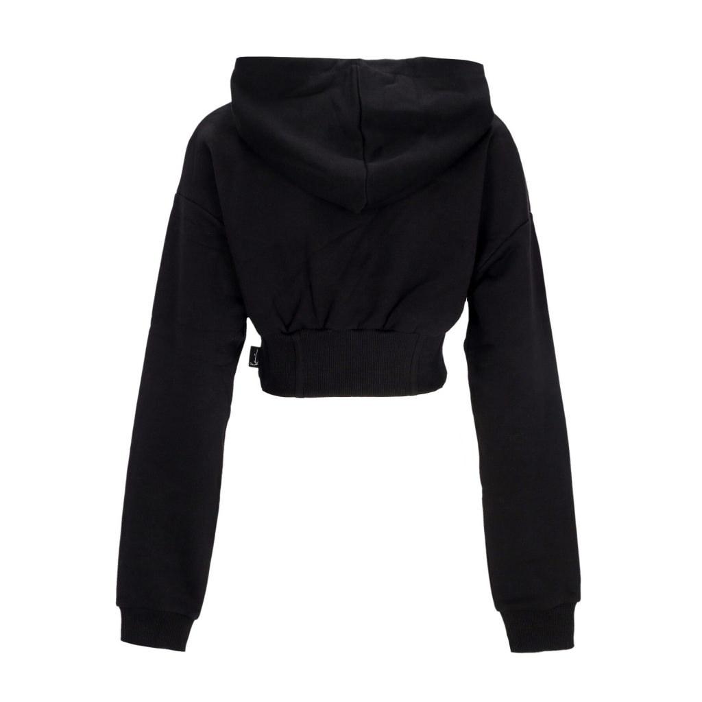 felpa cappuccio corta donna w corset hoodie BLACK