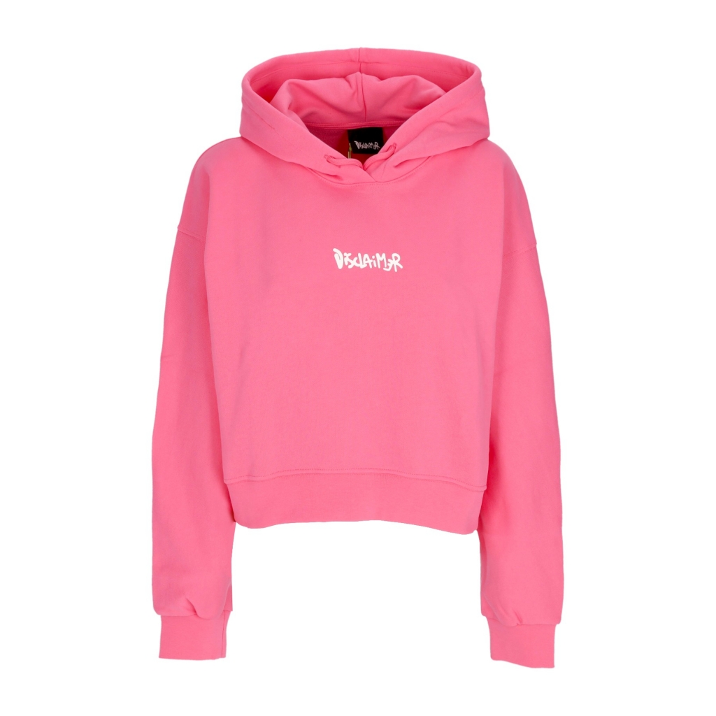 felpa leggera cappuccio corta donna w back big logo hoodie FLUO FUCSHIA/ST WHITE