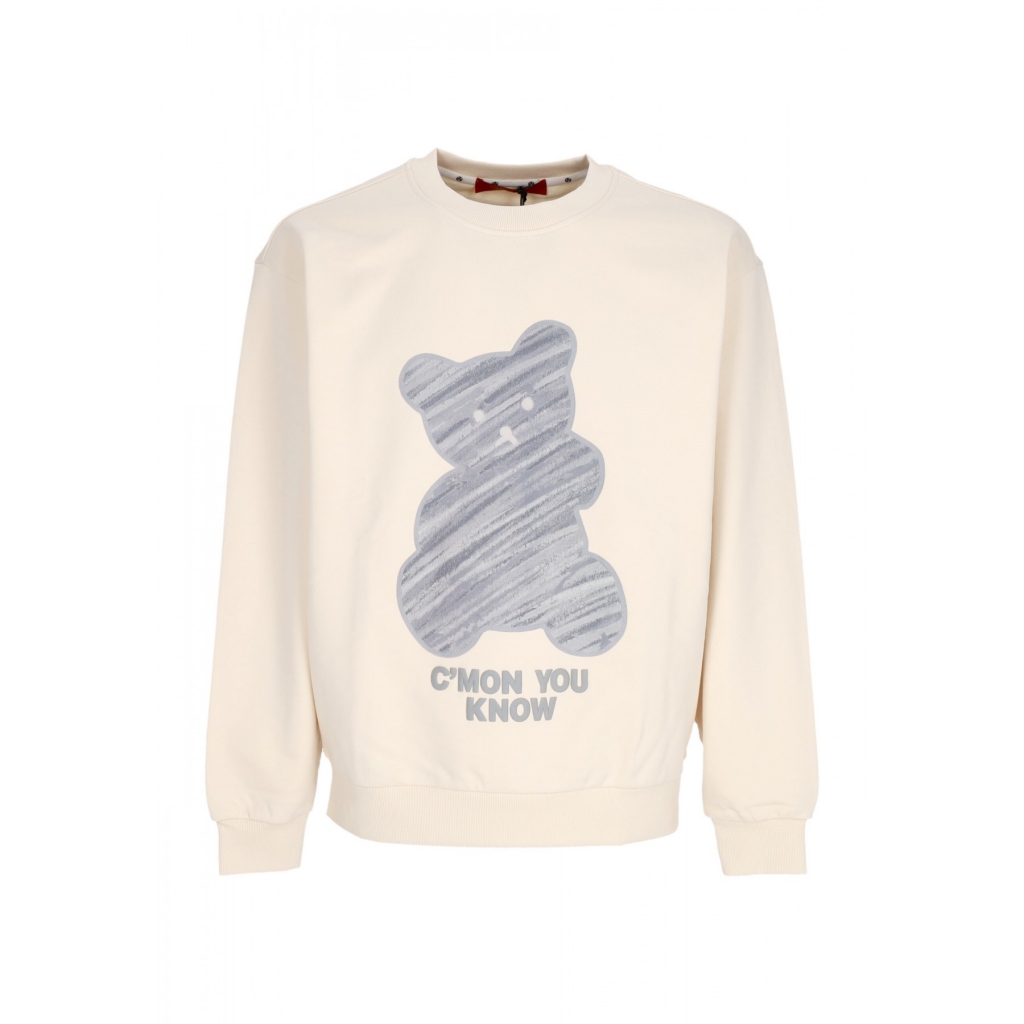 felpa leggera girocollo uomo vain teddy crewneck CREAM