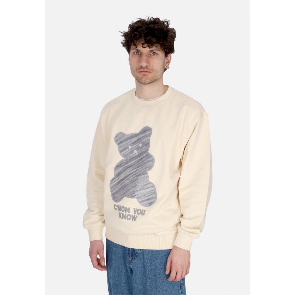 felpa leggera girocollo uomo vain teddy crewneck CREAM