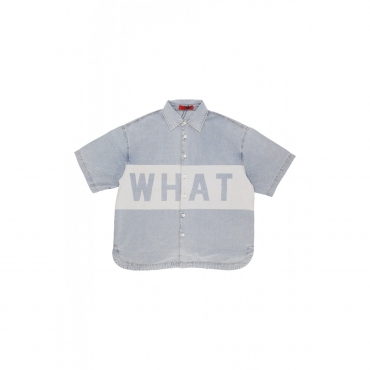 camicia manica corta uomo say what shirt LIGHT BLUE