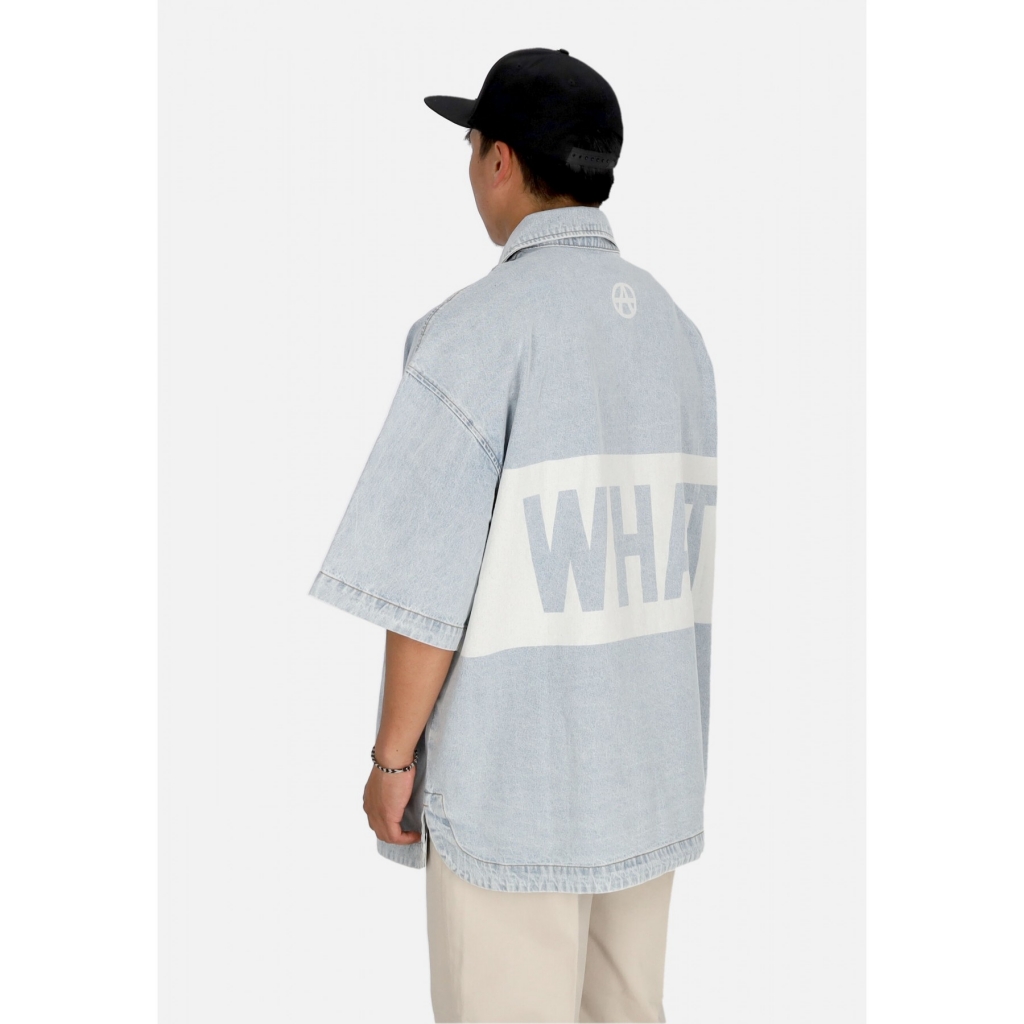 camicia manica corta uomo say what shirt LIGHT BLUE