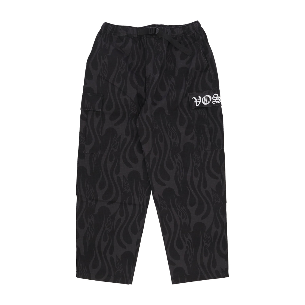 pantalone corto uomo flames and gotic logo cargo pants BLACK