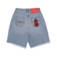 jeans corto uomo printed logo and flames patch shorts BLUE DENIM